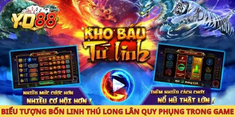 Biểu tượng bốn linh thú long lân quy phụng trong game slot